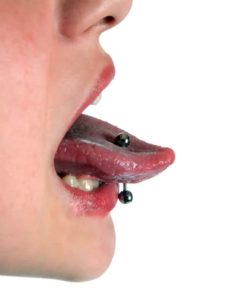 Girl tongue pierced