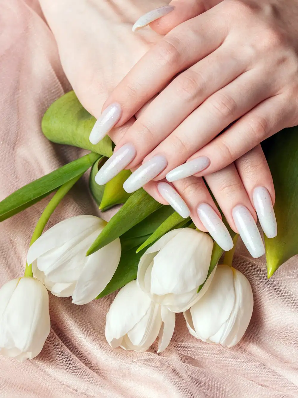 White nails on flowers
