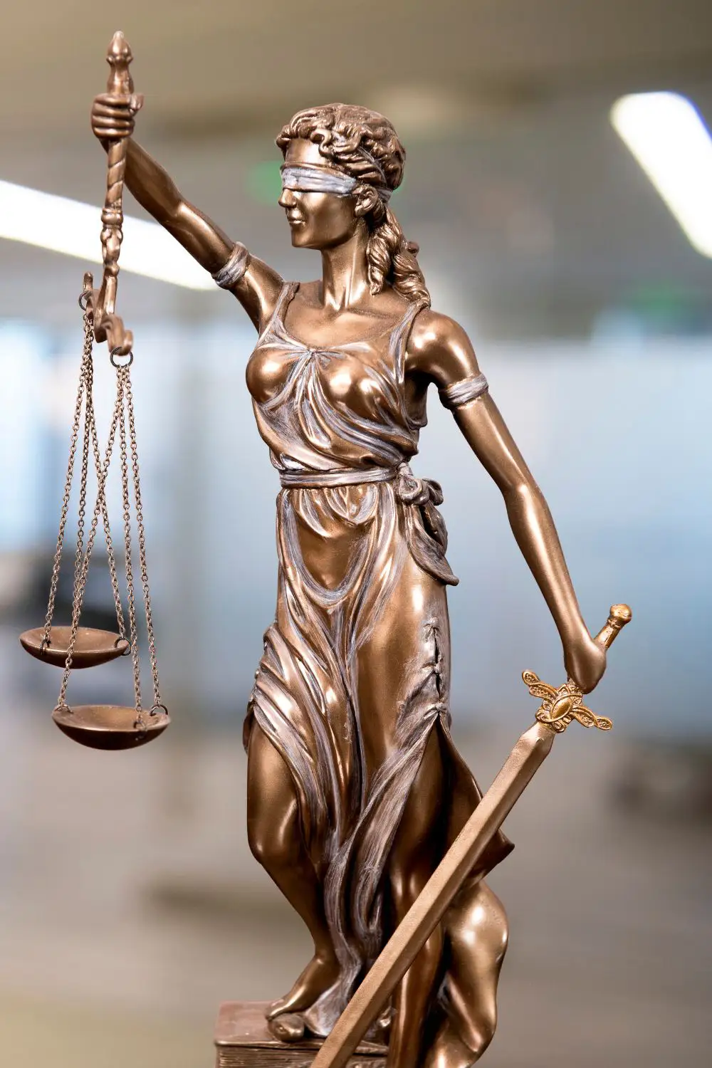 Lady Justice's blindfold statue