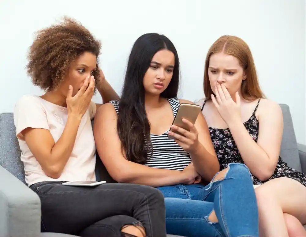 Girls responding to negative social media