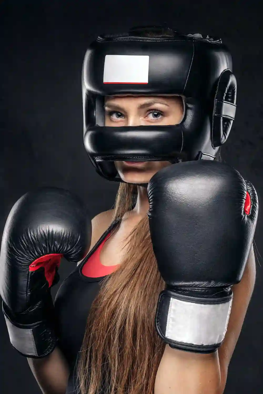 Female Boxer with Gloves and Headgear