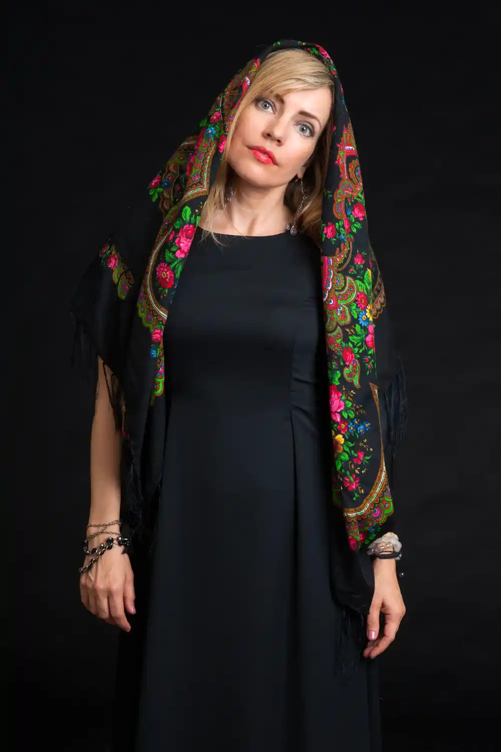 Russian girl in national headscarf